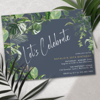 Dark Blue Navy Chic Tropical Theme Adult Birthday