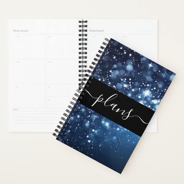 Dark Blue Night Sky Bubbles Planner (Display)