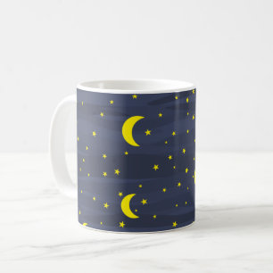 Dark Blue Night Sky - Stars and Moon Seamless Coffee Mug