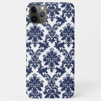 Dark-blue on white vintage damasks pattern