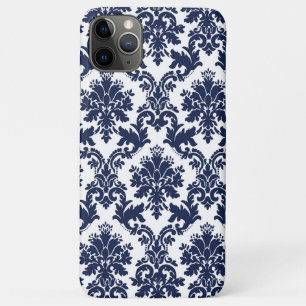 Dark-blue on white vintage damasks pattern Case-Mate iPhone case