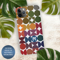 Dark Blue Orange Red Green Midcentury Art Pattern