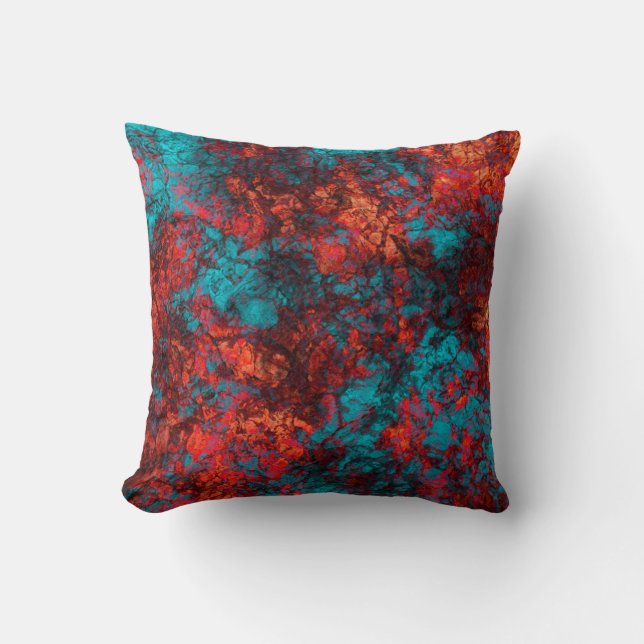 Dark blue orange textured texture suede marble gra cushion (Front)