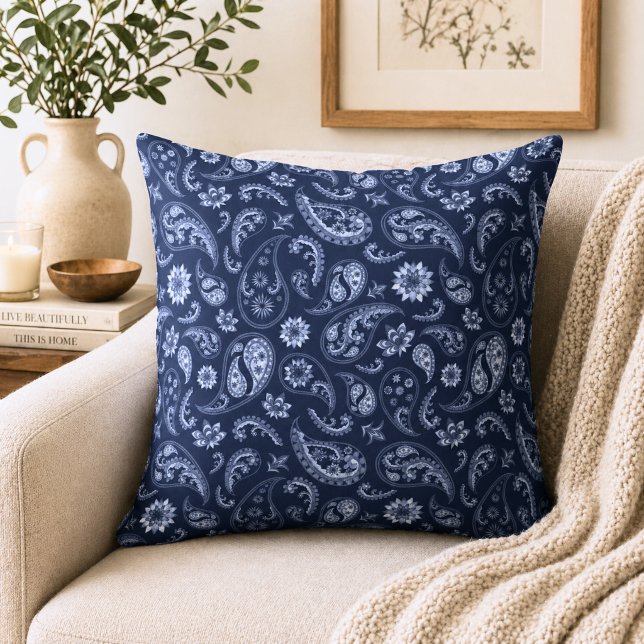 Dark Blue Paisley Cushion (Creator Uploaded)