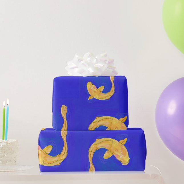 Dark Blue Paper with Orange Koi Fish (Party Gifts)