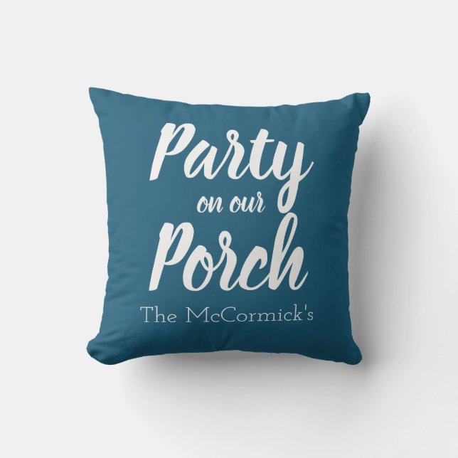 Dark Blue Patio Porch Party Summer Personalised Cushion (Front)