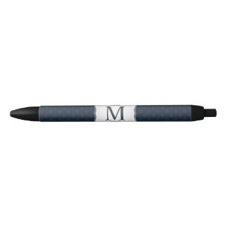 Dark Blue Pattern – Classy Men’s Monogram Black Ink Pen