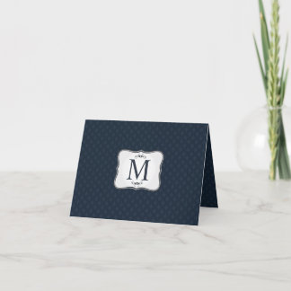 Dark Blue Pattern – Classy Men’s Monogram Note Card