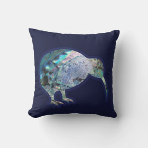 Dark Blue Pāua Kiwi Bird  Cushion