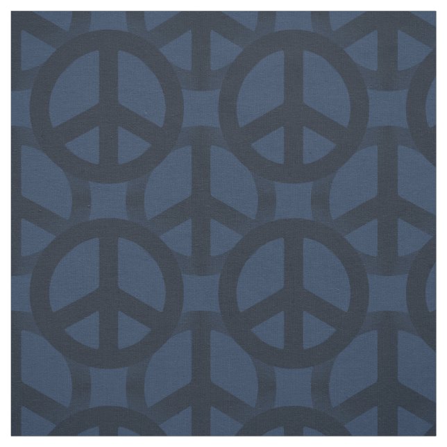 Dark Blue Peace Sign Fabric (Swatch)
