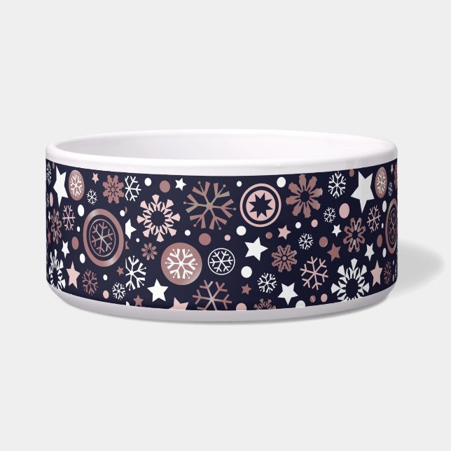 Dark blue pink gold metallic winter snowflakes (Front)
