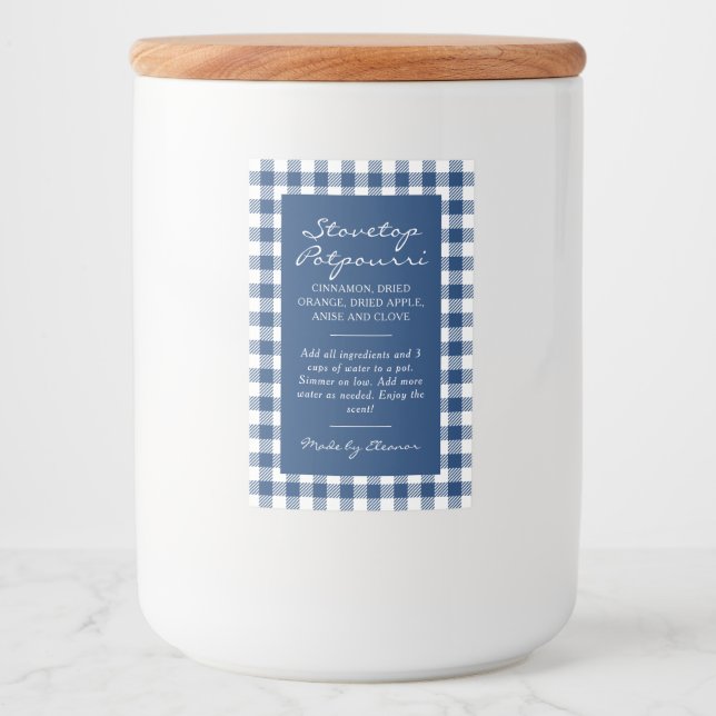 Dark Blue Plaid Simmer Pot Kit Label (Front)