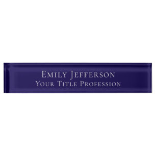 Dark Blue Plain Elegant Professional Modern Nameplate