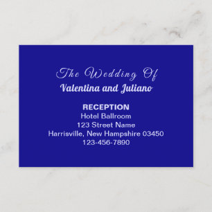 Dark Blue Plain Text Wedding Reception Enclosure Card