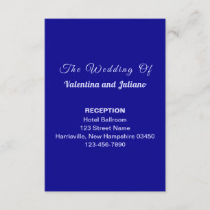 Dark Blue Plain Text Wedding Reception Portrait Enclosure Card