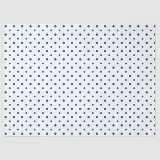 Dark Blue Polka Dots on White Custom Tissue Paper (Front)