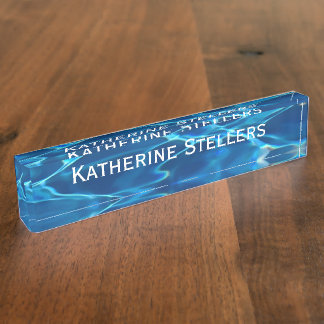 Dark Blue Pool Water Nameplate