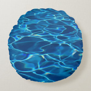 Dark Blue Pool Water  Round Cushion