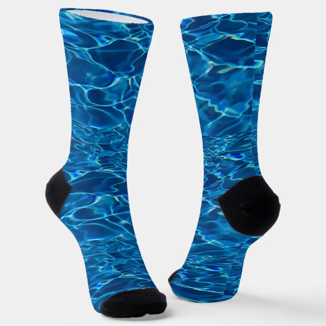 Dark Blue Pool Water  Socks (Angled)