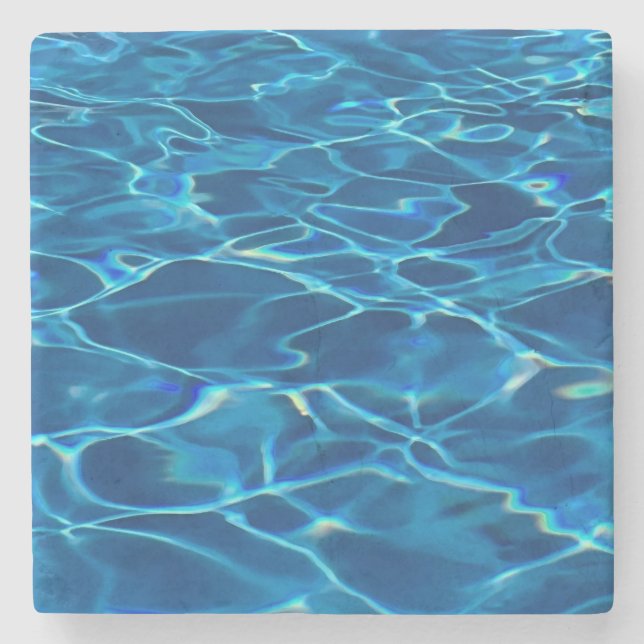 Dark Blue Pool Water  Stone Coaster (Front)