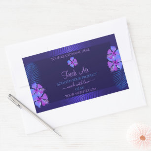 Dark Blue Product Labels Exotic Purple Flowers