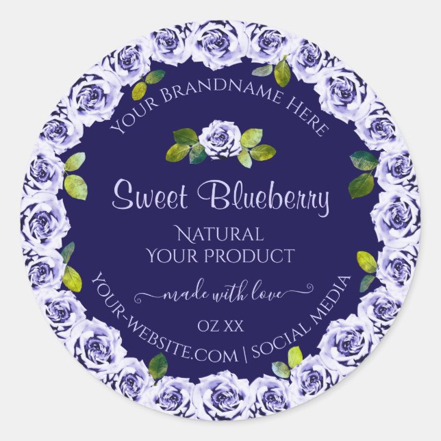 Dark Blue Product Packaging Labels Cool Rose Frame (Front)