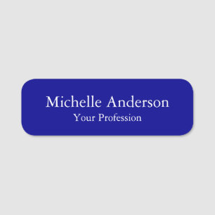 Dark Blue Professional Minimalist Modern Plain Name Tag