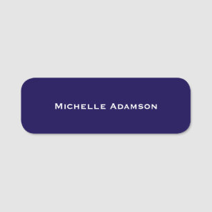 Dark Blue Professional Plain Modern Name Tag