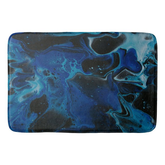 Dark blue psychedelic liquid bath mat (Front)