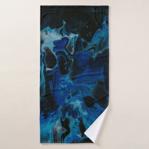 Dark blue psychedelic liquid bath towel