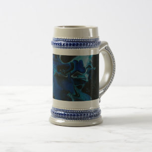 Dark blue psychedelic liquid beer stein