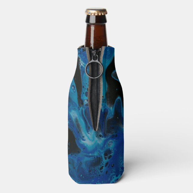 Dark blue psychedelic liquid bottle cooler (Bottle Back)
