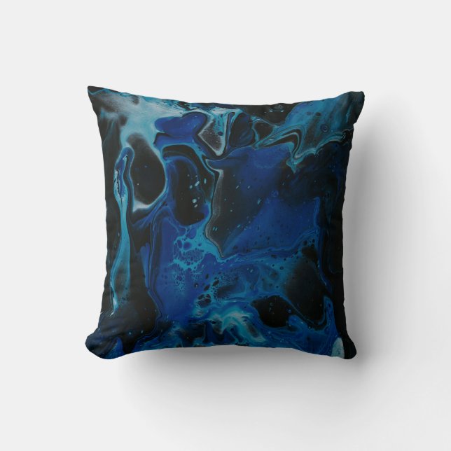Dark blue psychedelic liquid cushion (Front)