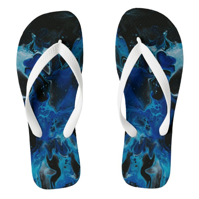Dark blue psychedelic liquid jandals (Footbed)