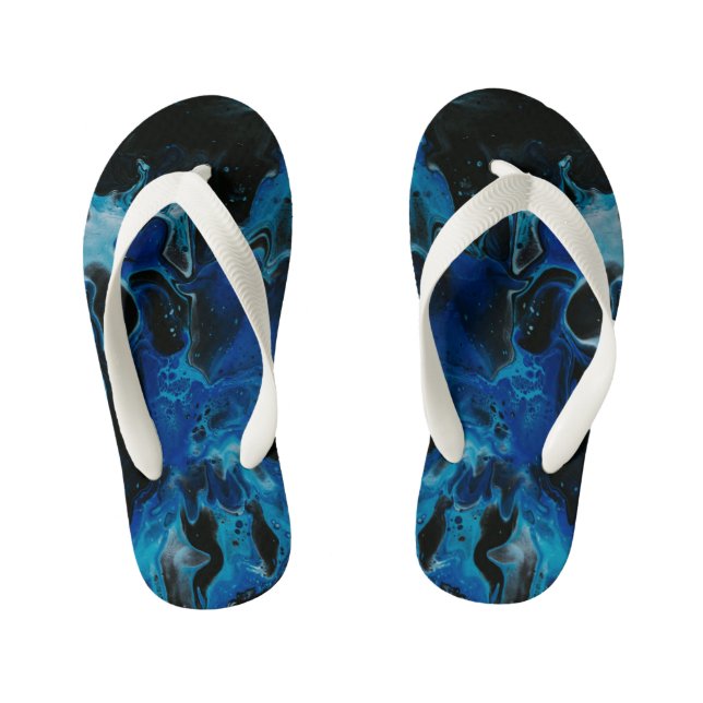 Dark blue psychedelic liquid kid's jandals (Footbed)