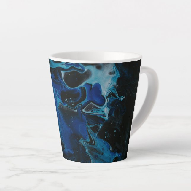 Dark blue psychedelic liquid latte mug (Right Angle)