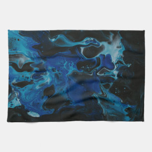 Dark blue psychedelic liquid tea towel