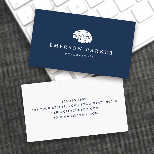 Dark blue psychologist psychiatrist counselor business card (Creator Uploaded)