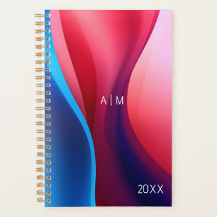 Dark blue purple abstract  school initial planner