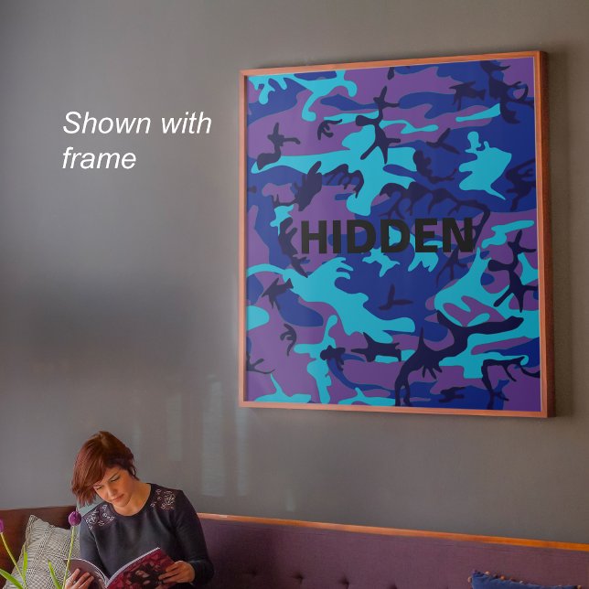 Dark Blue & Purple Camouflage Hidden Quote Poster (Dark Blue & Purple Camouflage Hidden Quote Poster)
