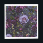 Dark Blue & Purple Floral Moody Bridal Brunch Napkin<br><div class="desc">Introducing our exquisite bridal shower paper napkins that effortlessly marries modern elegance with vintage allure. Set against a moody navy blue background, an overall floral pattern comes to life, featuring dark purple, lavender, periwinkle blue, and cream white flowers alongside dark purple berries and delicate botanical greenery. The blend of colours...</div>