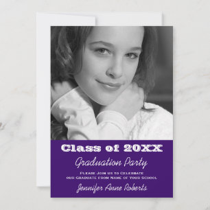 Dark Blue Purple Graduation Invite Son or Daughter