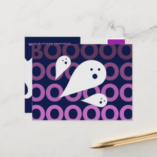 Dark Blue & Purple Minimalist Halloween Cute Boo Holiday Postcard