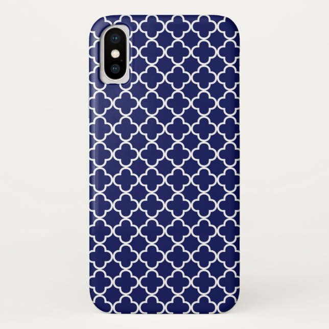 Dark Blue Quatrefoil Pattern Case-Mate iPhone Case (Back)