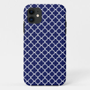 Dark Blue Quatrefoil Pattern Case-Mate iPhone Case