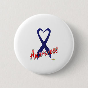 Dark Blue Ribbon Awareness Design 6 Cm Round Badge