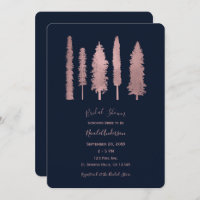 Dark Blue & Rose Gold Forest Trees Bridal Shower