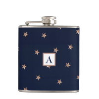 Dark Blue & Rose Gold Pink Glittery Stars Starry