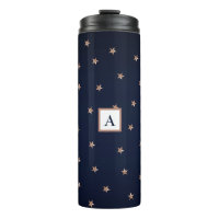 Dark Blue & Rose Gold Pink Glittery Stars Starry