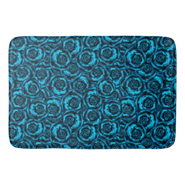 Dark blue roses bath mat (Front)